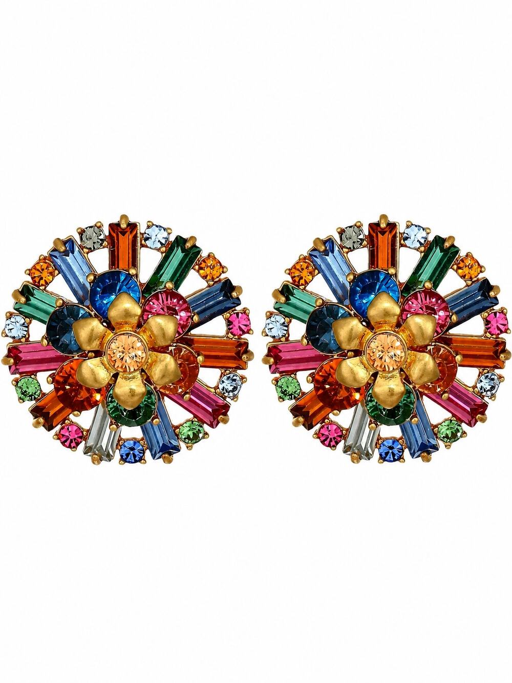 J.Crew Floral Crystal Cluster Stud Earrings Multicolor
